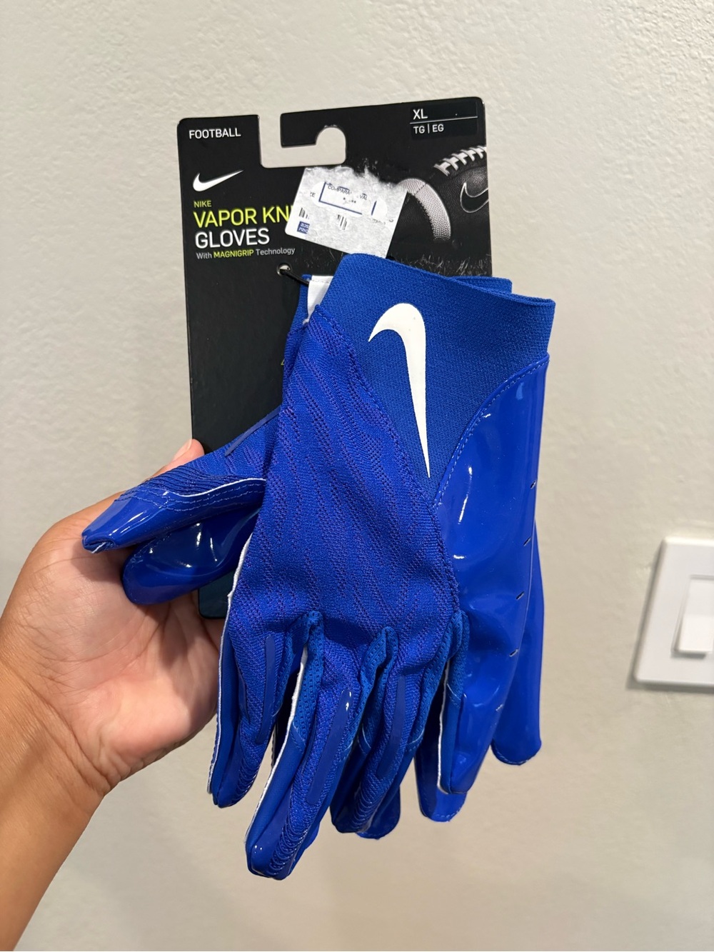 Nike Vapor Knit 4.0 Football Gloves Men’s Size XL Royal Blue DX4529-421 NWT NFL